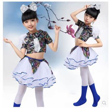 元旦儿童爵士舞服装女童现代舞表演服亮片小苹果幼儿舞蹈演出服饰