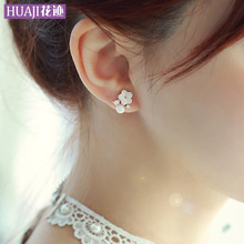 日韩饰品925纯银珍珠耳钉女时尚气质甜美花朵锆石耳环情人节礼物