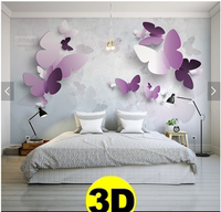 大型壁画紫色蝴蝶艺术壁纸卧室客厅沙发电视背景墙手绘无纺布墙纸_250x250.jpg