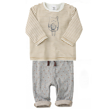英国NEXT正品代购 2015初秋男宝宝婴儿条纹小熊上衣+裤子套装