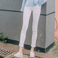 2016年秋季新款 女式显瘦铅笔裤 高腰弹力白色小脚裤_250x250.jpg