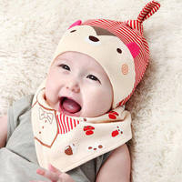 新款棉新生婴儿帽子春秋宝宝套头帽 0-12个月胎帽口水巾两件套韩_250x250.jpg