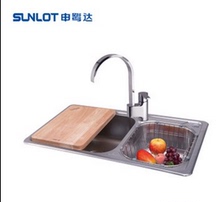 SUNLOT申鹭达304不锈钢洗菜盆厨房双槽加厚水槽LD99210申鹭达正品