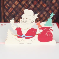 欧美创意商务立体手工圣诞节贺卡 圣诞老人 3D批发定做小卡片纸雕_250x250.jpg