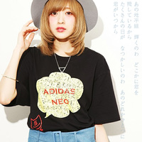 Laputa日系 杂志合作款冰淇淋云朵T恤衫 长款BF宽松猫咪罩衫_250x250.jpg