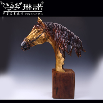 琳诺 创意抽象全铜马头工艺品摆件 别墅玄关办公室公司马商务礼品