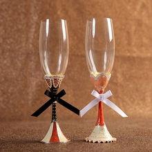 婚礼杯子创意礼品喜杯交酒杯对杯红酒杯高脚杯欧式水晶玻璃香槟杯
