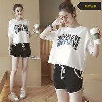 2016年夏季女装韩版t恤短裤字母两件套学生跑步大码休闲运动套装_250x250.jpg