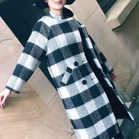 2016冬季新款韩版女装黑白格子毛呢外套中长款修身显瘦羊毛呢大衣_250x250.jpg