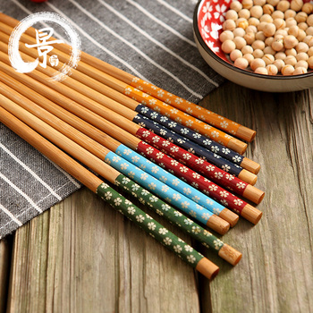 景德镇 日式和风天然碳化筷子 质朴简约ZAKKA 5色上等樱花竹筷