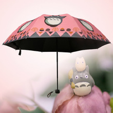 包邮动漫卡通龙猫学生可折叠防晒遮阳防紫外线晴雨伞特价机器猫伞