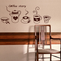 咖啡屋故事墙贴 咖啡壶标识贴画 餐厅厨房瓷砖防水可移除贴纸壁画_250x250.jpg