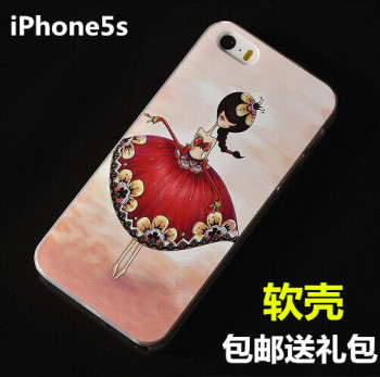 苹果iPhone5s手机 软壳 iPhone5手机套保护壳浮雕彩绘硅胶全包壳