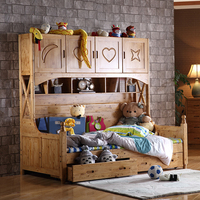 儿童全实木衣柜床 柏木储物床高低子母床组合床带柜床欧式上下床_250x250.jpg