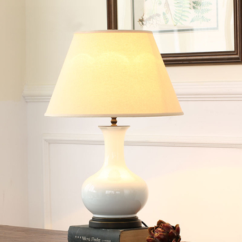 美式陶瓷台灯卧室床头灯 中式欧式客厅大号白色简约现代灯具新款