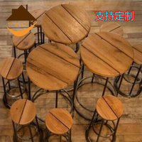 铁艺酒吧凳 黑色实木制 美式做旧吧台椅 特色圆凳 现代时尚家居_250x250.jpg