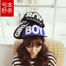 2014新款韩版Boy印花平沿棒球帽子 韩国代沟嘻哈帽批发 厂家直销