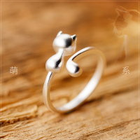 爱洛奇 925银戒指女韩版时尚可爱小猫咪戒指指环超萌光面开口戒指_250x250.jpg