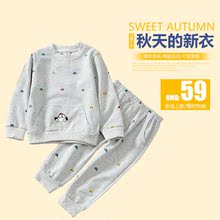 2016儿童春秋新款 宝宝0-1-2-3岁圆领卡通T恤套装长袖+裤子两件套