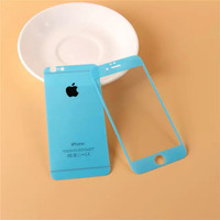 iPhone6 plus 手机前后闪钻玻璃彩膜 苹果6纯色钢化膜 全屏天蓝色_250x250.jpg