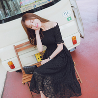 夏装新款通勤蕾丝中腰长裙A型韩版一字领显瘦优雅裙子连衣长裙_250x250.jpg