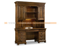 全实木连体书桌柜 组合书桌书柜 多功能书房家具定制 美式风格_250x250.jpg