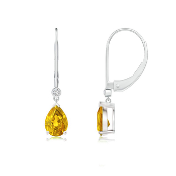 凯尼珠宝 1 GIA裸钻1克拉梨形水滴形中彩黄钻石耳钉异形彩钻耳环