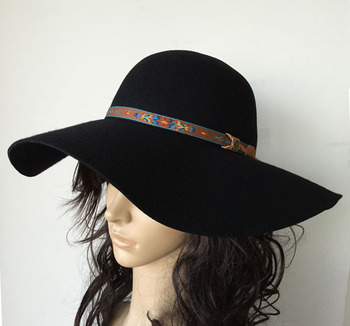 2015春款女帽 纯羊毛毡帽100%羊毛呢帽 自然下垂大檐 大边遮阳帽