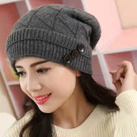新款帽子潮女士冬季保暖套头帽毛线针织帽月子帽加厚甜美可爱时尚_250x250.jpg