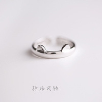 韩国铜镀银饰品小动物猫咪戒指女款开口戒指可爱甜美配衣服百搭_250x250.jpg