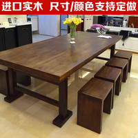 实木餐桌椅组合6人长方形餐桌10人饭桌原木咖啡桌美式复古长桌_250x250.jpg