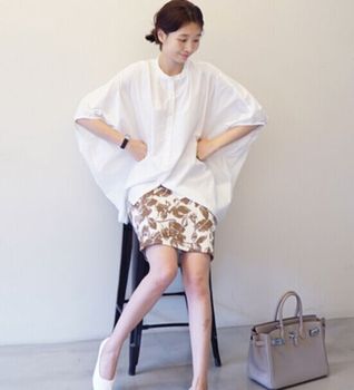 2016韩版夏季新款 韩国轻熟女气质中式领蝙蝠袖百搭宽松衬衣衫
