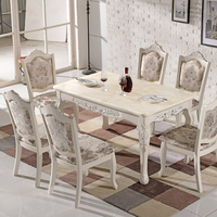 欧式餐桌椅组合长方形6人大理石饭桌白色烤漆实木餐桌椅一桌六椅_250x250.jpg