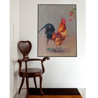 客厅挂画玄关装饰画动物油画写实动物油画生肖鸡油画走道挂画_250x250.jpg