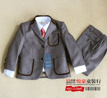 韩版花童礼服男孩小西服 儿童套装儿童西装男童西服毛呢加厚6件套