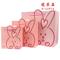 粉色兔子可爱生日礼品袋 纸袋 手提袋纸袋 包装袋定做 大号批发_250x250.jpg