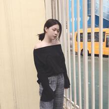 2016新款韩版性感一字领上衣喇叭袖纯色长袖修身显瘦T恤女