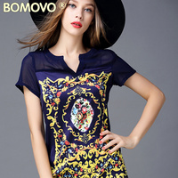 Bomovo2015夏季新款欧美高端显瘦气质大码女装复古印花连衣裙夏女_250x250.jpg