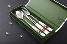 西餐餐具刀叉勺筷陶瓷不锈钢柄三件套精美礼盒活动小礼物回礼