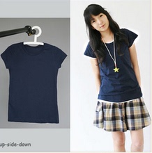 韩国 进口 女装 全棉 单色 短袖 T恤衫 针织衫 T-SHIRT