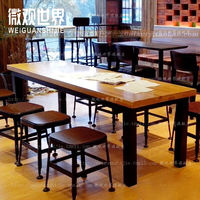 美式LOFT风格实木餐桌西餐厅长方桌咖啡桌星巴克餐台餐饮桌椅组合_250x250.jpg