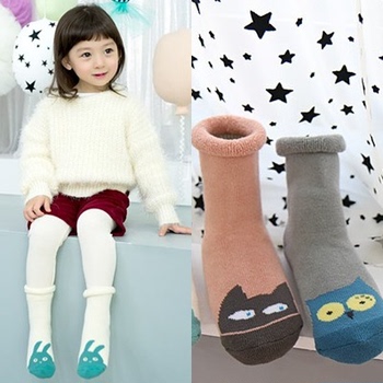 婴儿宝宝防滑地板加厚保暖中筒袜 0-1-3岁纯棉男女儿童秋冬季袜子