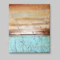单幅蓝色北欧现代简约手绘抽象风景油画样板房装饰挂画湖边芦苇_250x250.jpg