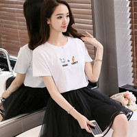 2016年韩版新款黑色创意图案短袖夏季白色常规百搭修身罩衫T恤女_250x250.jpg