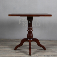 美式棕色胡桃木色正方形餐桌/法式做旧实木橡木餐桌/可定制桌子_250x250.jpg