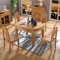 实木可伸缩餐桌柏木小户型折叠方餐桌椅组合 中式推拉6人圆餐桌_250x250.jpg