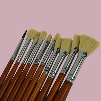 奢彩猪鬃水粉笔油画笔棕色长杆丙烯画笔单支套装水彩笔套装笔美术