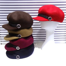 2016新款秋冬定型女士高端纯羊毛呢子鸭舌棒球帽大牌气质马球帽