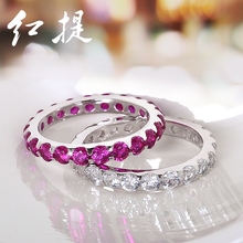 红宝石韩国关节戒指925纯银情侣对戒女生礼物个性时尚装饰送项链