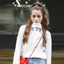 2016秋装韩国东大门女装新款长袖T恤女士高领字母印花上衣卫衣